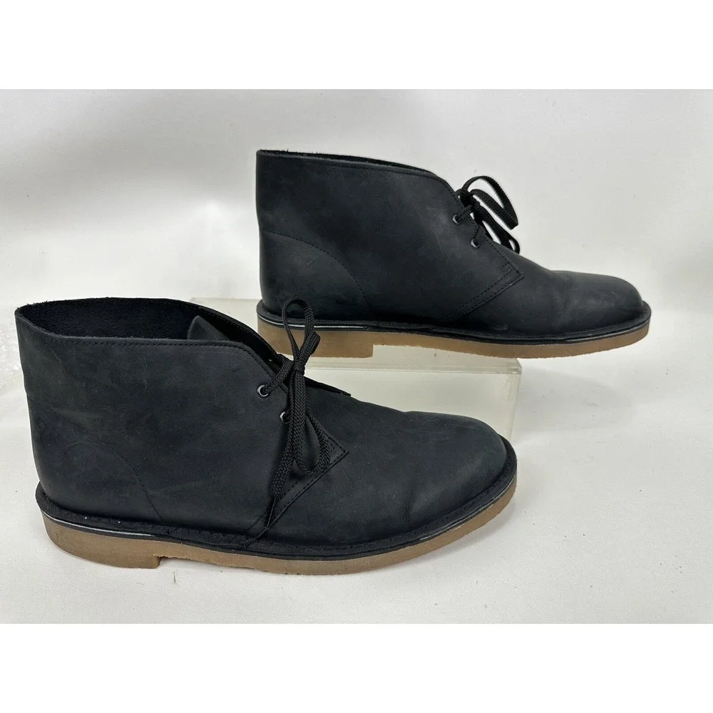 Clarks Men's Chukka Boot Black Leather Size 12‎ M Bushacre